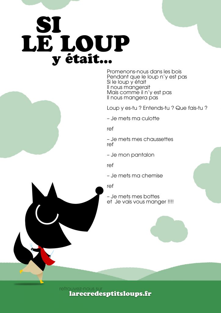 Paroles de la comptine PROMENONSNOUS DANS LES BOIS à imprimer