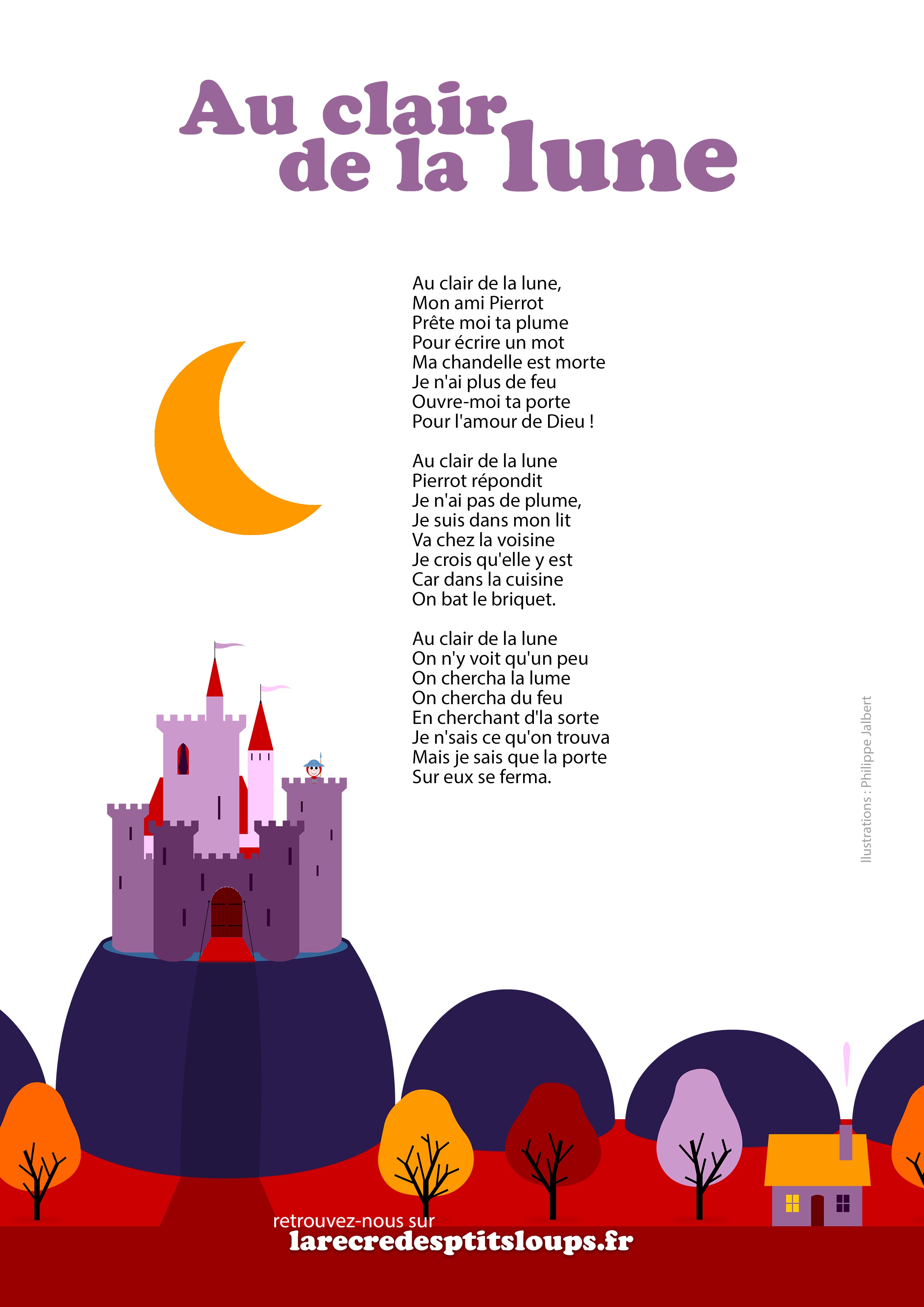 Mister Toony Au Clair De La Lune Lyrics Imprimez les paroles de la comptine AU CLAIR DE LA LUNE